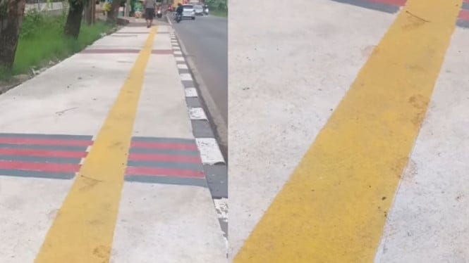 Trotoar Baru di Tangsel Disorot, Guiding Block Tunanetra hanya Diganti Cat Kuning