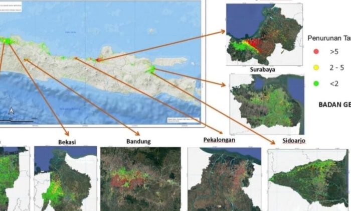 Sejumlah kota besar di Jawa alami penurunan muka tanah