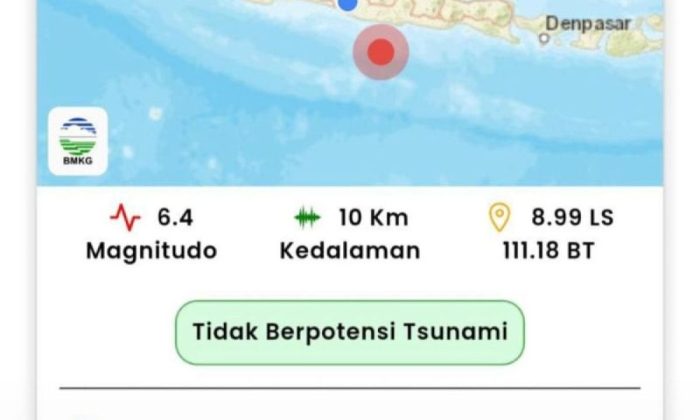 Gempa magnitudo 6,4 guncang Pacitan Jumat dini hari 01.10 WIB