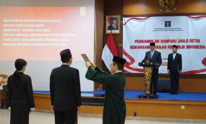 Kemenkum DIY fasilitasi sumpah janji setia dua anak bipatride jadi WNI