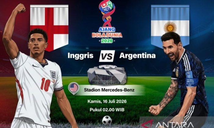 Rekor pertemuan Inggris vs Argentina: The Three Lions lebih unggul